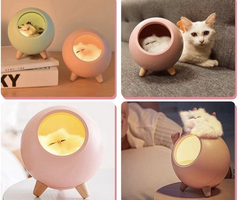 Ночник с мягким рассеянным светом и дизайном в виде домика для котенка