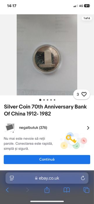 Moneda argint 15-16 g(Bank of China)
