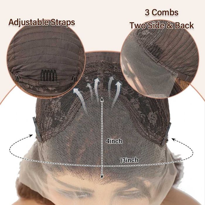 70 см Тъмно кафява дантелена перука на вълни с дантела 13×4