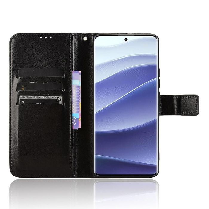 Кожен калъф тип тефтер за xiaomi redmi note 14 pro+ plus 5g - черен