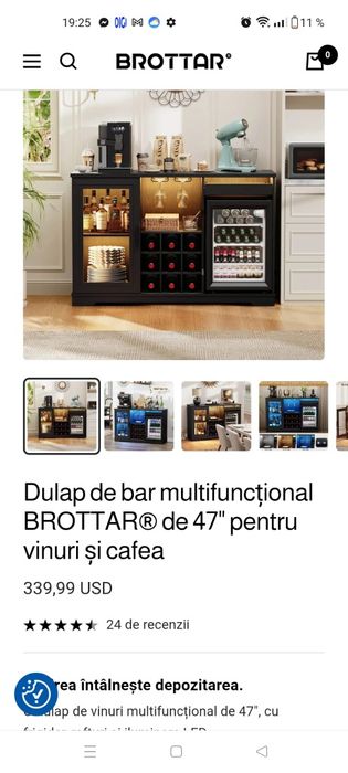 Dulap de bar multifuncțional pentru vinuri .cafea dim 120 x 78 x 60 cm nou in cutie necesita montare montare culoare negru pret 1200 de lei
