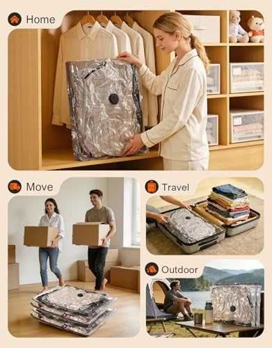 Нов Комплект вакуумни торби 15 броя с електрическа помпа 3 размера за багаж дрехи