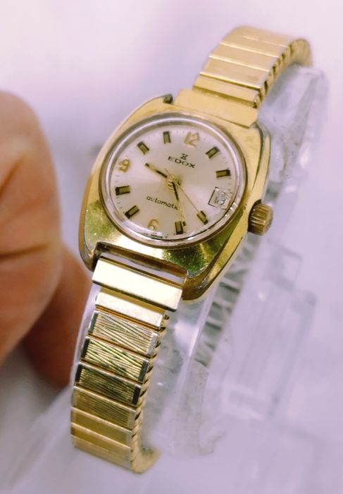 Ceas de damă Edox automatic elvetian, cu dată, 21 Rubine din anii 1960