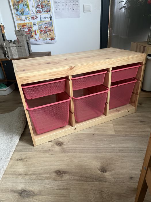 Dulap Trofast ikea copii + 6 cutii metal rosu