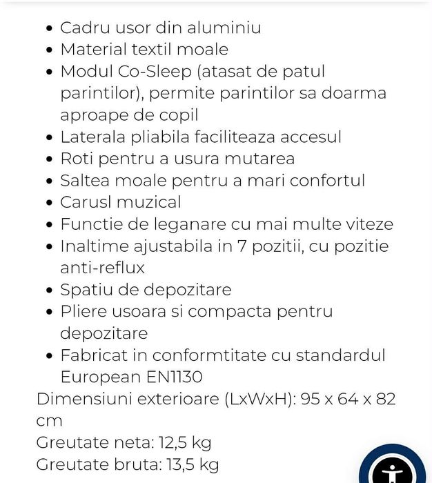 Pătuț bebeluș in stare perfectă (nou)
