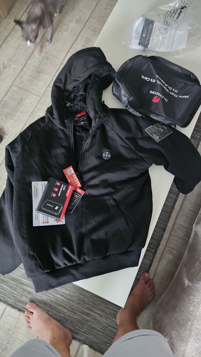 DR.PREPARE Hanorac încălzit Unisex, Hanorac ultra-gros din pluș cu baterie externă de 16000 mAh, 9 zone de încălzire, încălzire maximă 8 ore