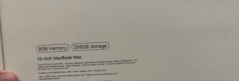 MacBook Neo 13” — 8/256 GB