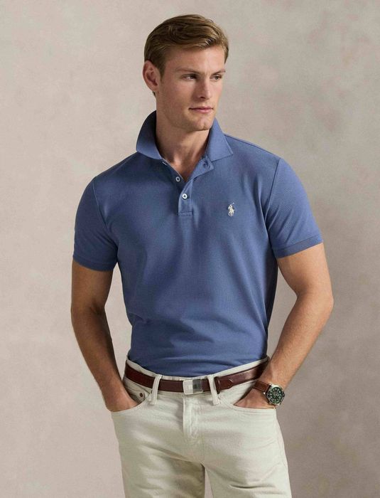 POLO Ralph Lauren оригинална тениска S памучна поло синя фланелка