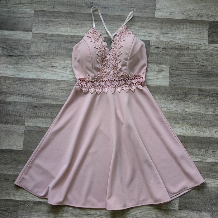 Официална розова и жълта рокля