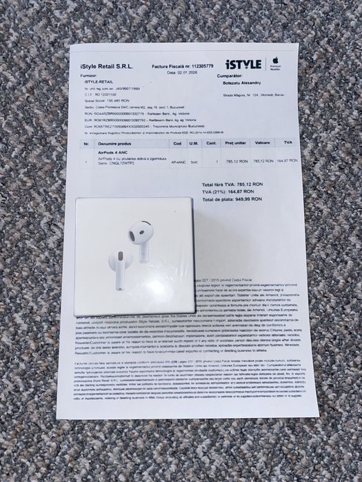 Airpods 4 ANC + factura