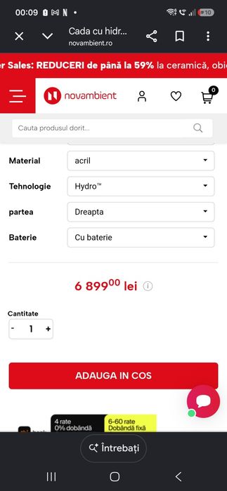 Jacuzii/Cadă hidromasaj 170×75 Wellis