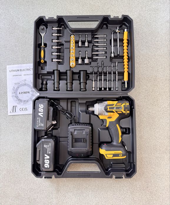 Trusa Autofiletanta Bormasina de impact cu 2 acumulatori 98V si acceso