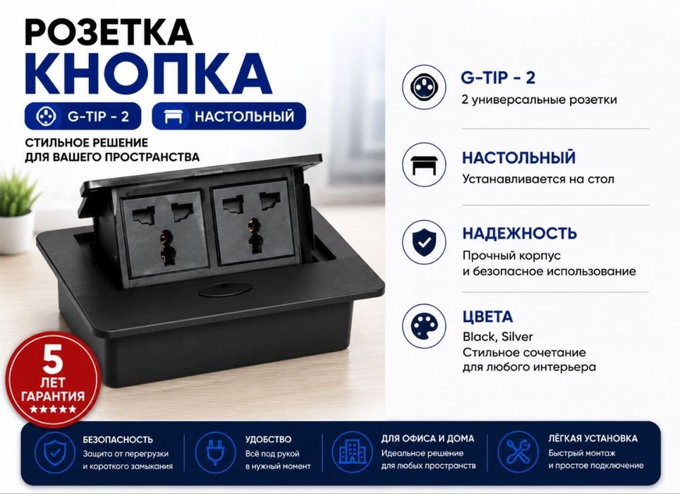 Розетка встраиваемая Лючок Socket Наполная врезная HDMI USB RJ45 сеть