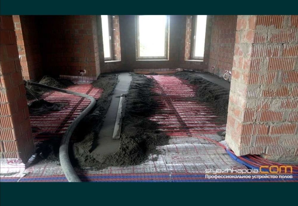 Стяжка полусухой  Пол сухой стяжка Ярим курук стяшка  помпа  стяшка