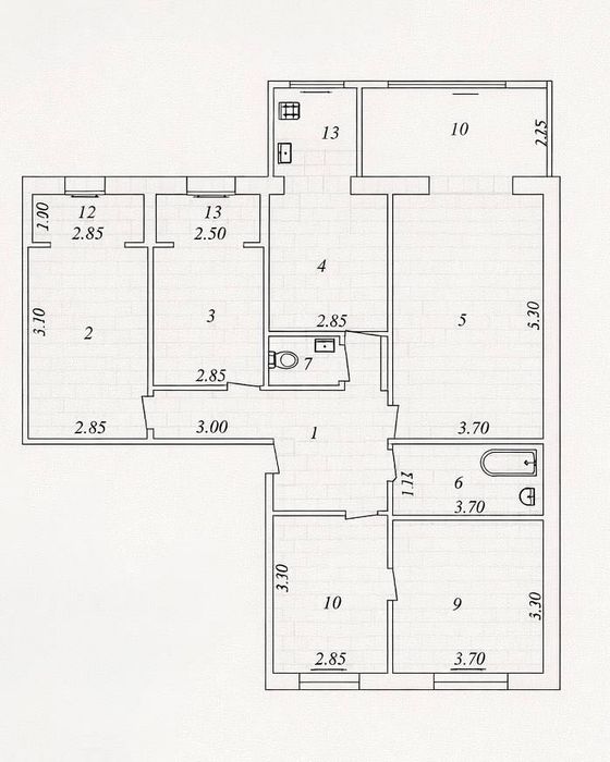 Дархан Улучшенная планировка 5-комнатная 108квм