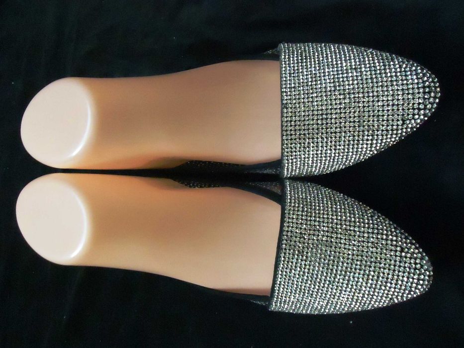 Balerini dama negri piele cristale tul glitter made in USA opincute