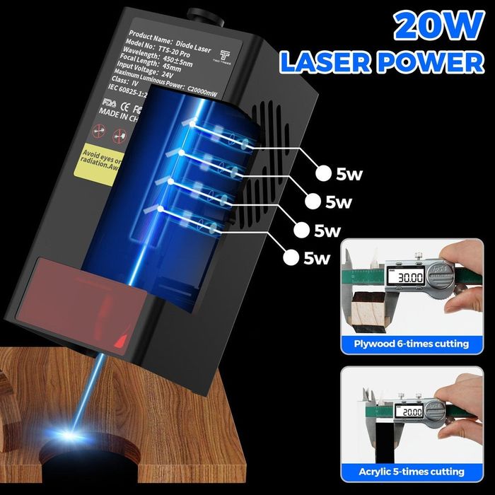 CNC Laser Nou TTS-20 PRO MAX 20 W 4Diode Taiere Gravator Gravator Wifi