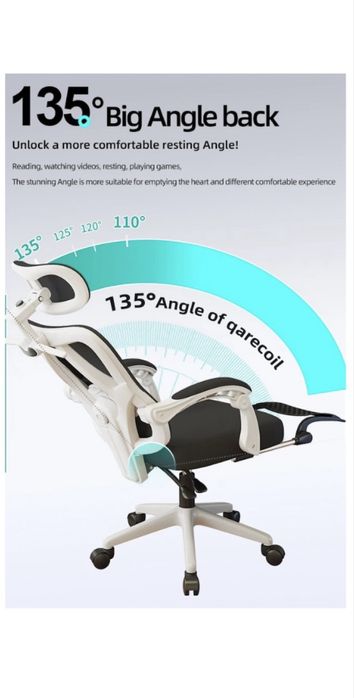 Scaun Ergonomic si Reglabil Premium, Alb/Negru