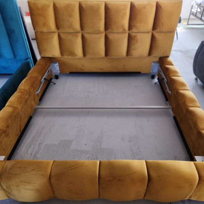 PROMOTIE! Pat 180/200cm, catifea, galben mustard