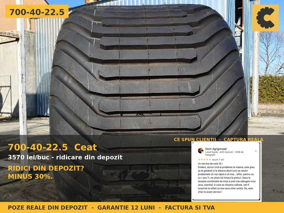 Cauciucuri Anvelope 700/40-22.5 700-40-22.5 70040225 700/40 22.5 Ceat Remorca Cisterna Presa Baloti Noi GARANTIE