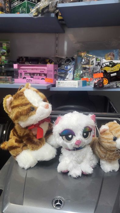 Плюшени играчки различни животни и модели легнало Коте Сиво 50см