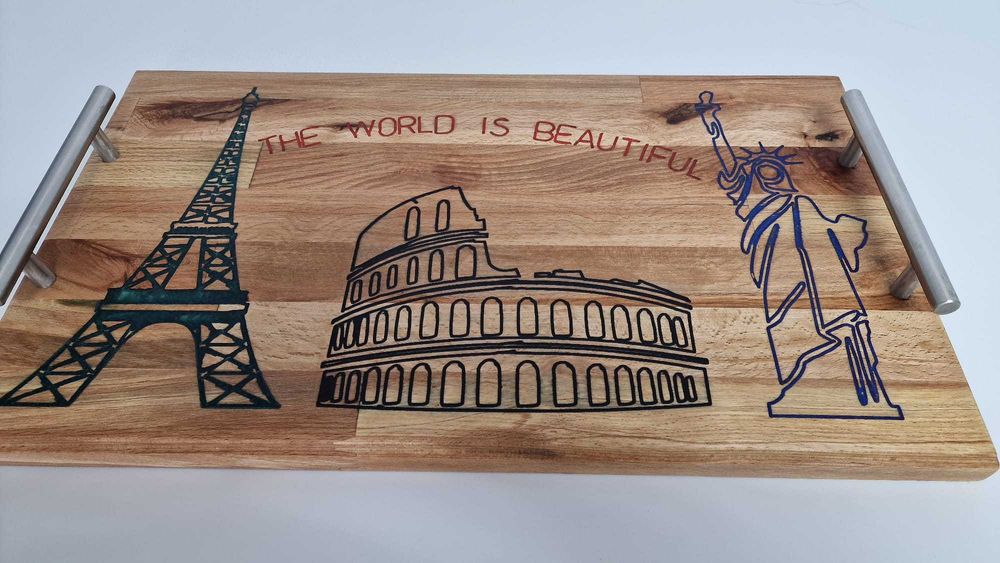 Platou servire lemn Fag si rasina – The world is beautiful