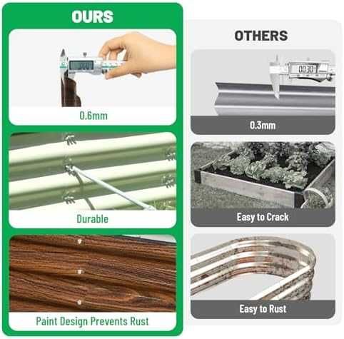 Нова Повдигната метална градинска леха 120x60x30 см кафява за зеленчуци цветя билки