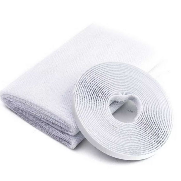 UV Устойчива мрежа против комари за прозорец 150x180 см – Бяла, лесен монтаж с велкро