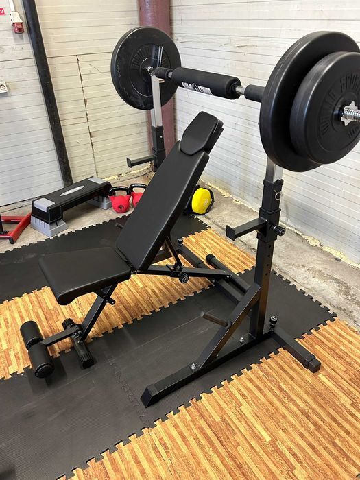 Set Fitness: Banca+ Suport+ Greutati 100 kg+ Protectie Podea