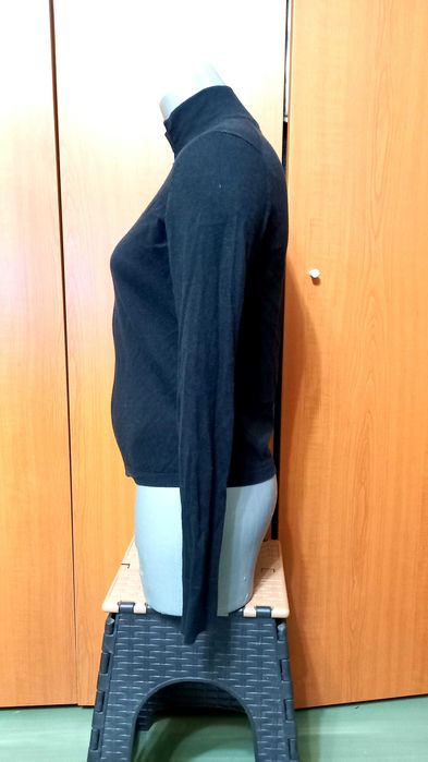 Pulover negru Cotton Cashmire cu fermuar , mas. XS-S ,UK