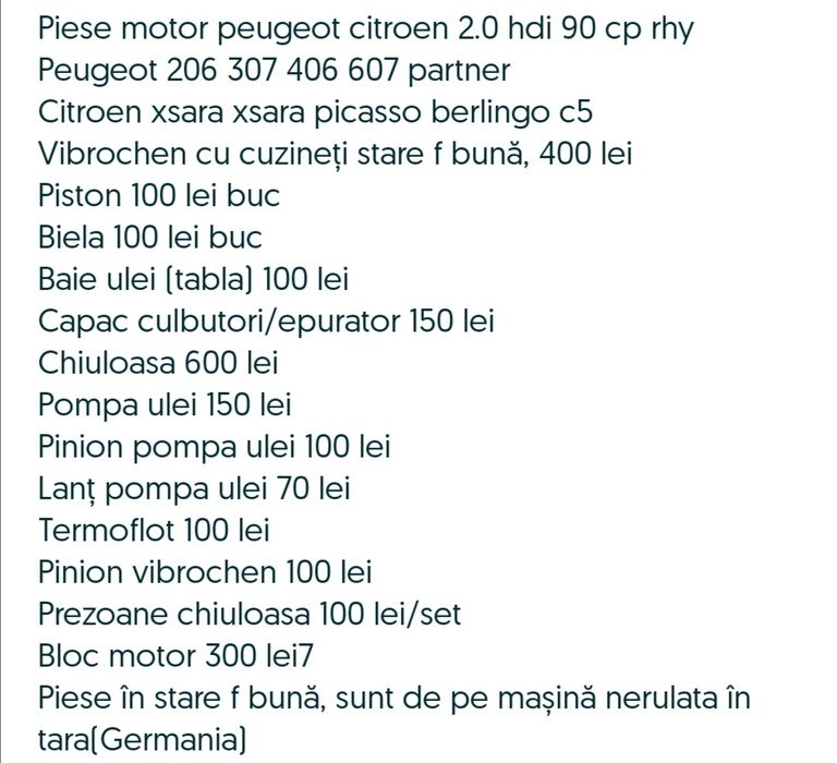 Chiuloasa completa peugeot 206 307 partner 406 citroen c5 c3  2.0 rhy