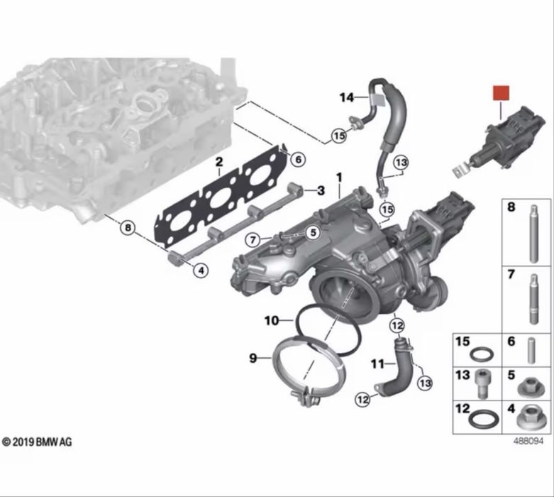 Actuator Electronic Turbo Turbina Bmw Seria 1 3 F30 B38 Benzina 2.0 Turbo N20  X3 X4 X5 X6 F25 F26 F15 F16 11657638783, 11657624535, 11657630462