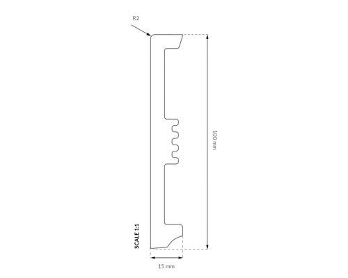 Plintă Arbiton STIQ XL | STX110 | Polimer Dur | Albă | 2.200x100x15 mm