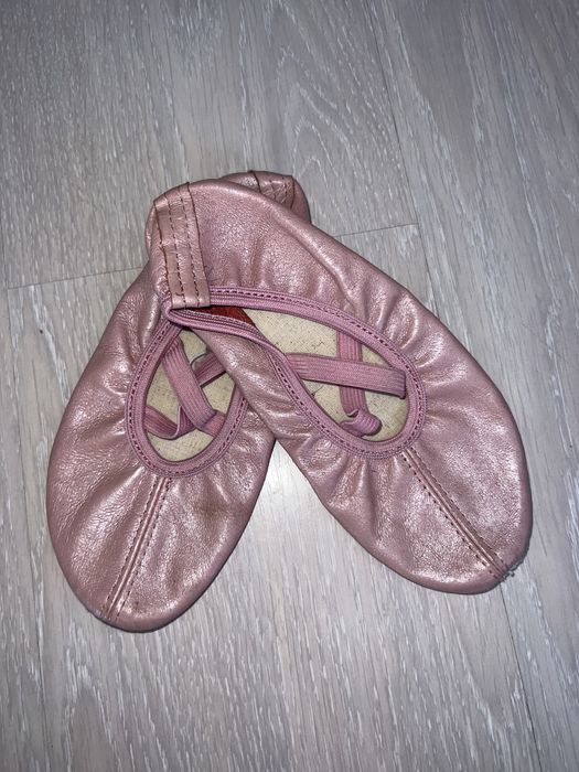 Balerini piele roz cu barete/elastic