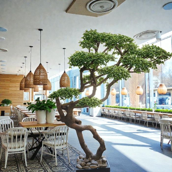 Copac Bonsai natural cu frunze artificiale