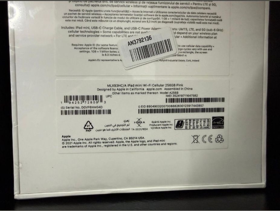 !!!NOU -SIGILAT!!!  IPad mini (6th gen) 256gb Wi-Fi + Cellular Pink