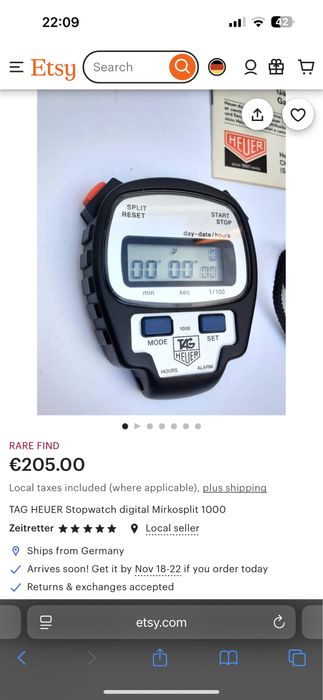 Tag Heuer Microsplit 1000, cronometeu digital cu ceas si alarma.