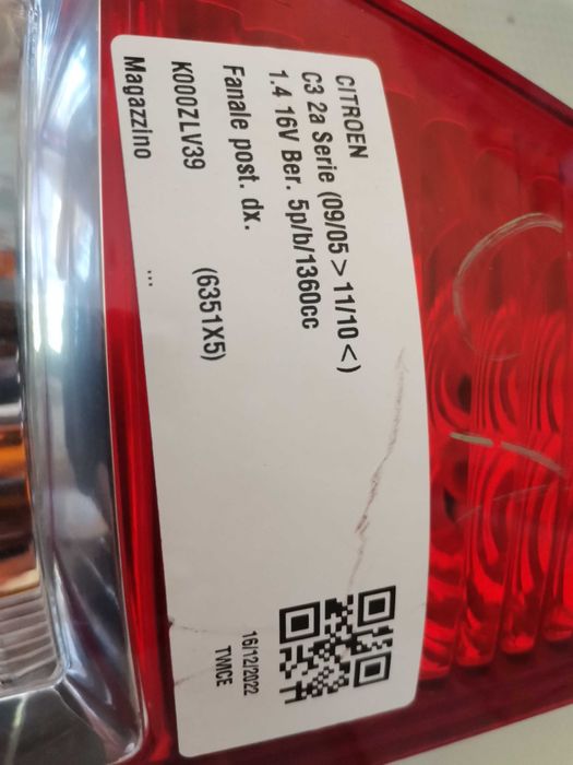 Десен R Стоп за Ситроен С3/Citroen Face 2006--2009  оригинален.