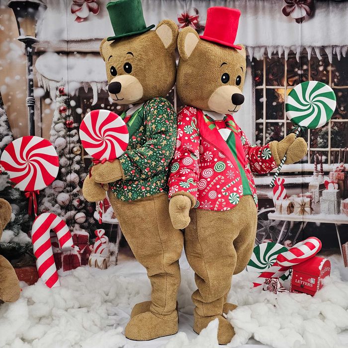 Costum Mascotă Urs de Crăciun Profesional, Mascotă Teddy Bear Crăciun, Cost Urs Evenimente, Mascotă Premium Handmade