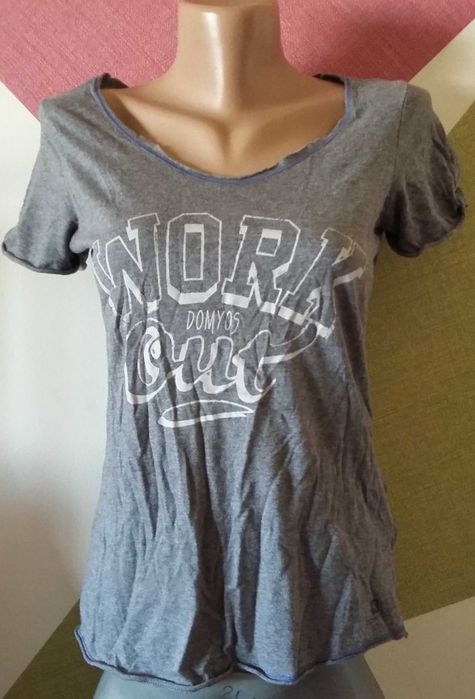 T-shirt gri foarte fin subtire lejer Tricou larg cu maneci decupate