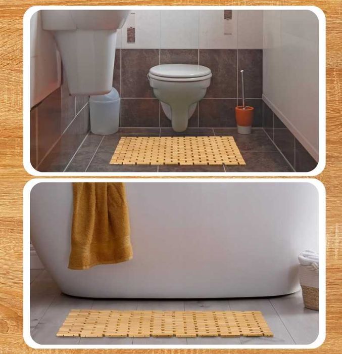 Универсален килим за баня, бамбук, нехлъзгав, влагоустойчив