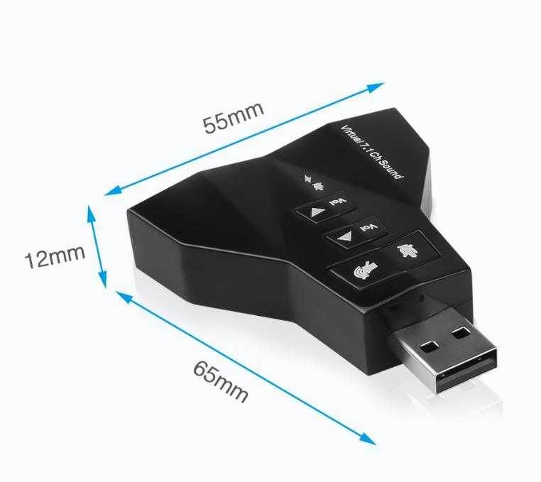 Преносима Звукова Карта Двоен Аудио Адаптер за USB порт 3D Virtual7.1 Канала Външна Музикална Карта за Компютър Лаптоп 3.5mm Жак Вход за 2х Микрофона