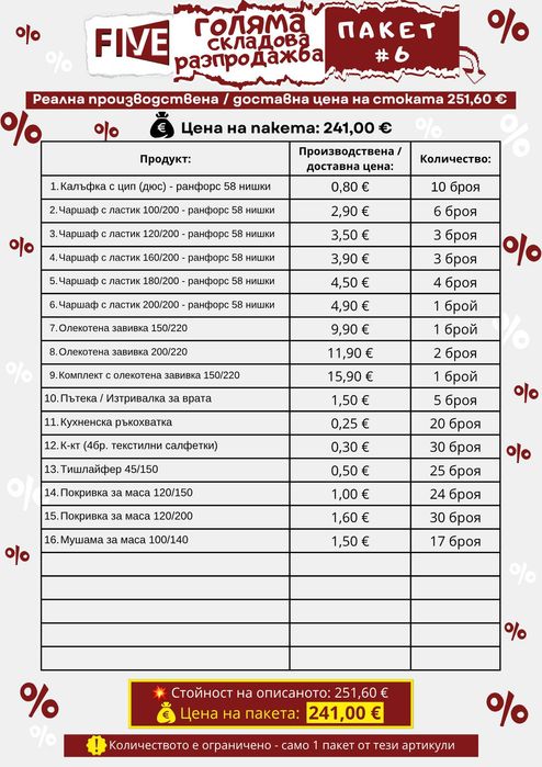 Спално бельо и домашен текстил - Складова разпродажба на едро