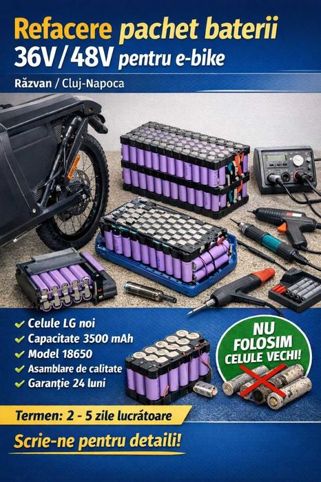 Refacere pachet baterii 36V / 48V pentru e-bike by Răzvan Cluj-Napoca