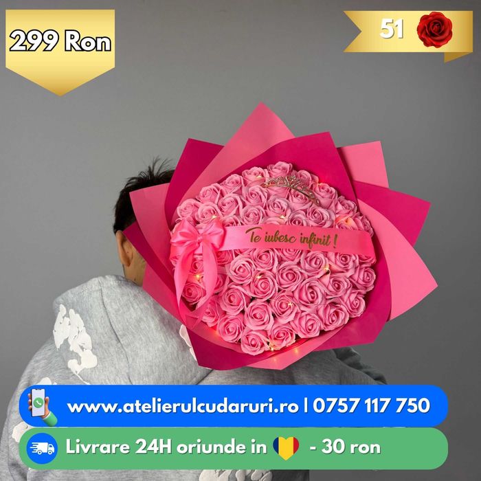 Buchete Trandafiri Sapun orice culoare, livrare rapida