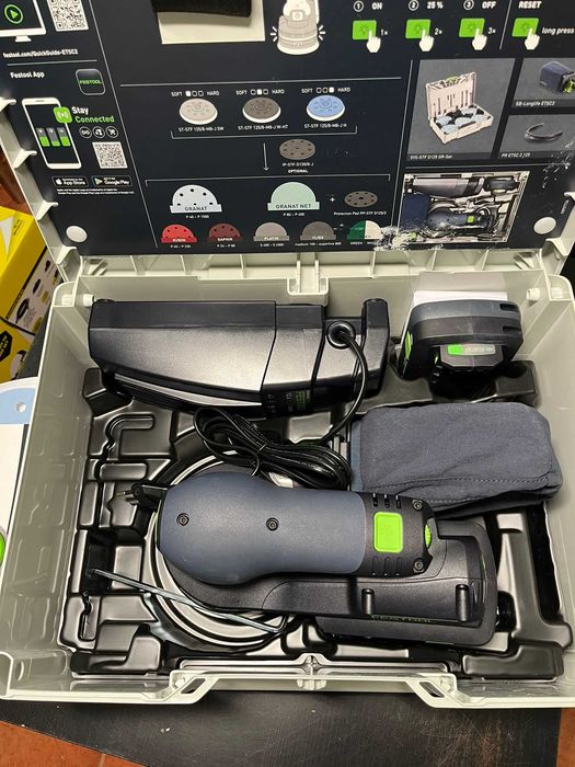 Festool ETSC 2 125 4,0 I-Plus - Slefuitor cu excentric cu 2 acumulatori si incarcator, Li-Ion, 18 V, 4 Ah, 125 mm, valiza speciala