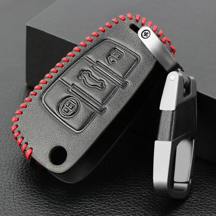 Кожен калъф за ключ кожен ключодържател volkswagen seat skoda audi