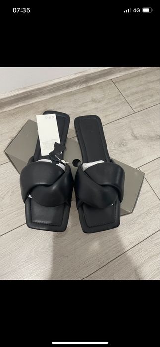 NOU H&M PREMIUM Papuci din piele naturala masura 40, noi cu eticheta