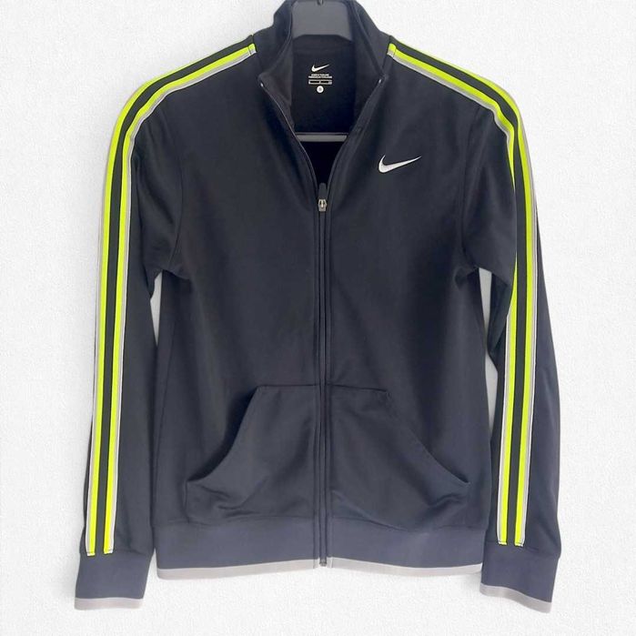 Bluză trening Nike neagră cu dungi neon mărimea S (originală)