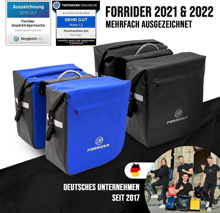 Комплект от 2 велосипедни чанти за багажник Forrider, водоустойчиви